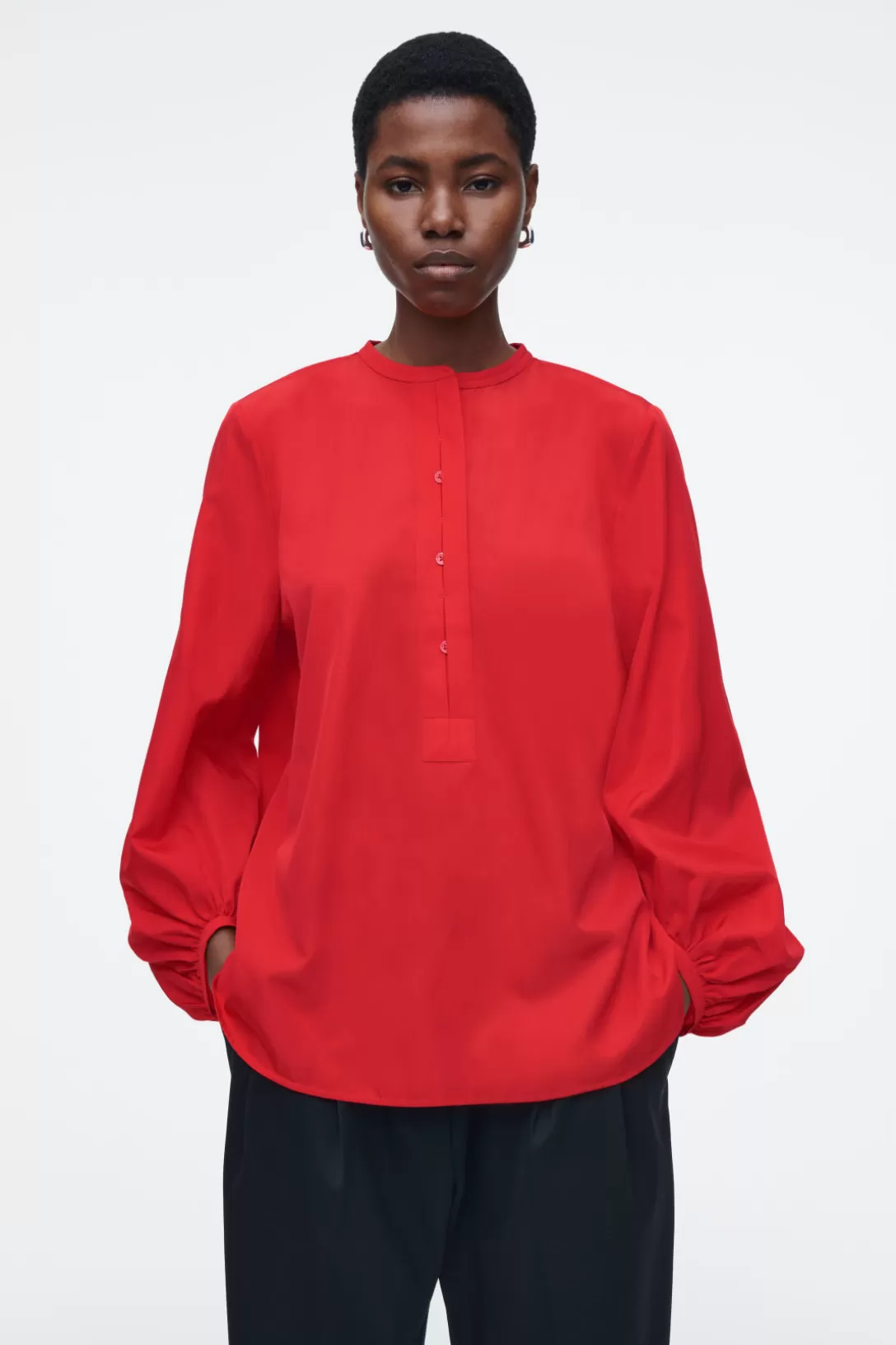 BALLOON-SLEEVE SILK BLOUSE<COS Clearance