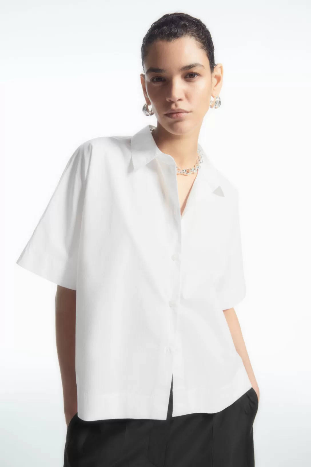 BOXY SHORT-SLEEVED POPLIN SHIRT<COS Clearance