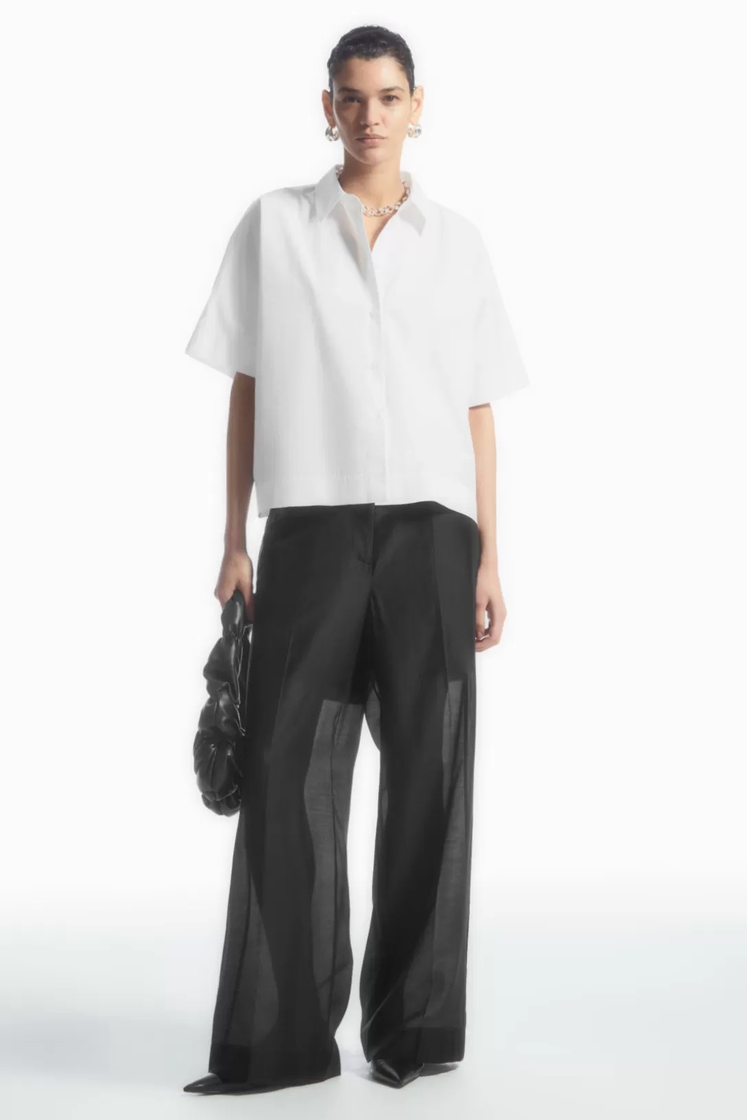 BOXY SHORT-SLEEVED POPLIN SHIRT<COS Clearance