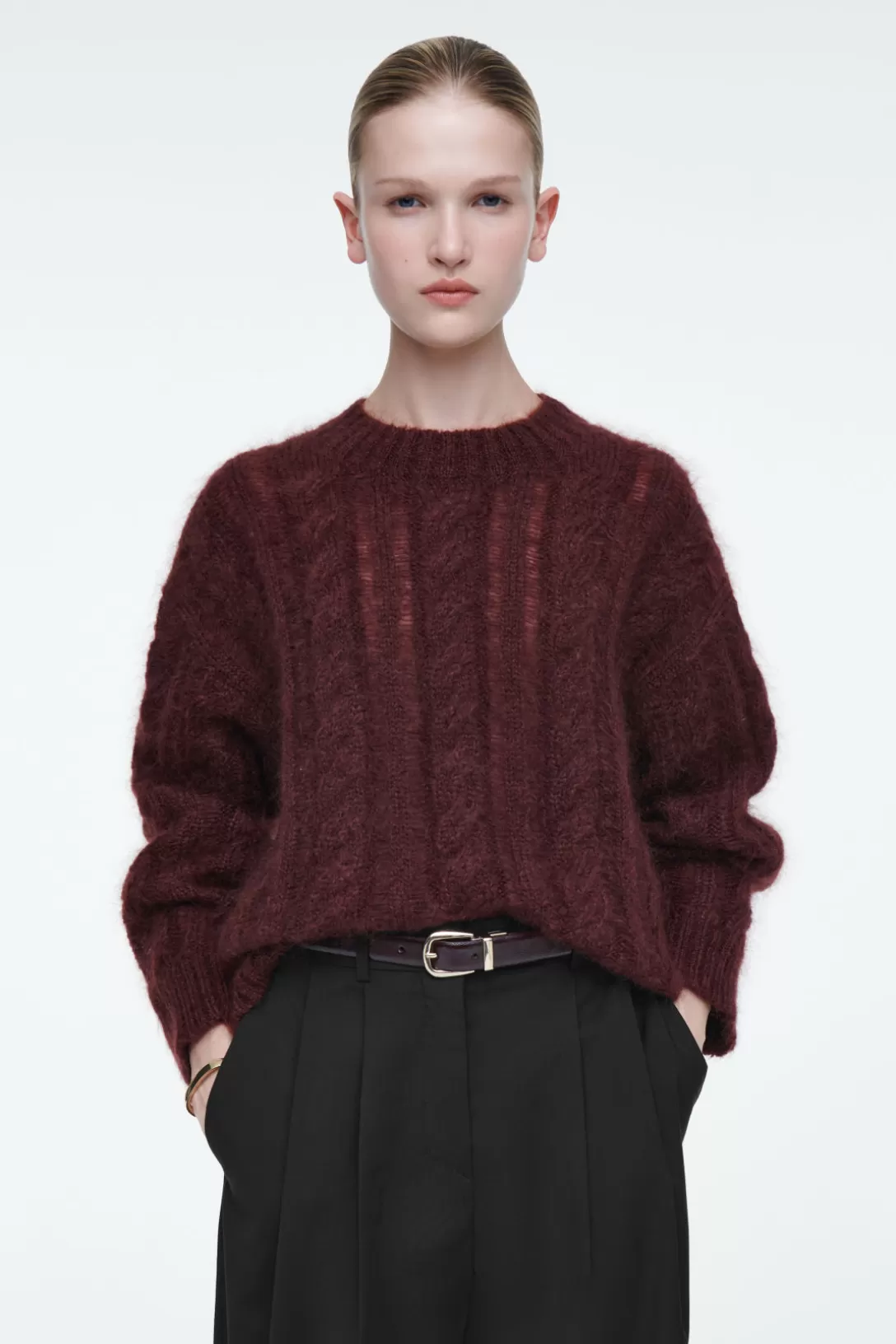 CABLE-KNIT MOHAIR SWEATER<COS Sale