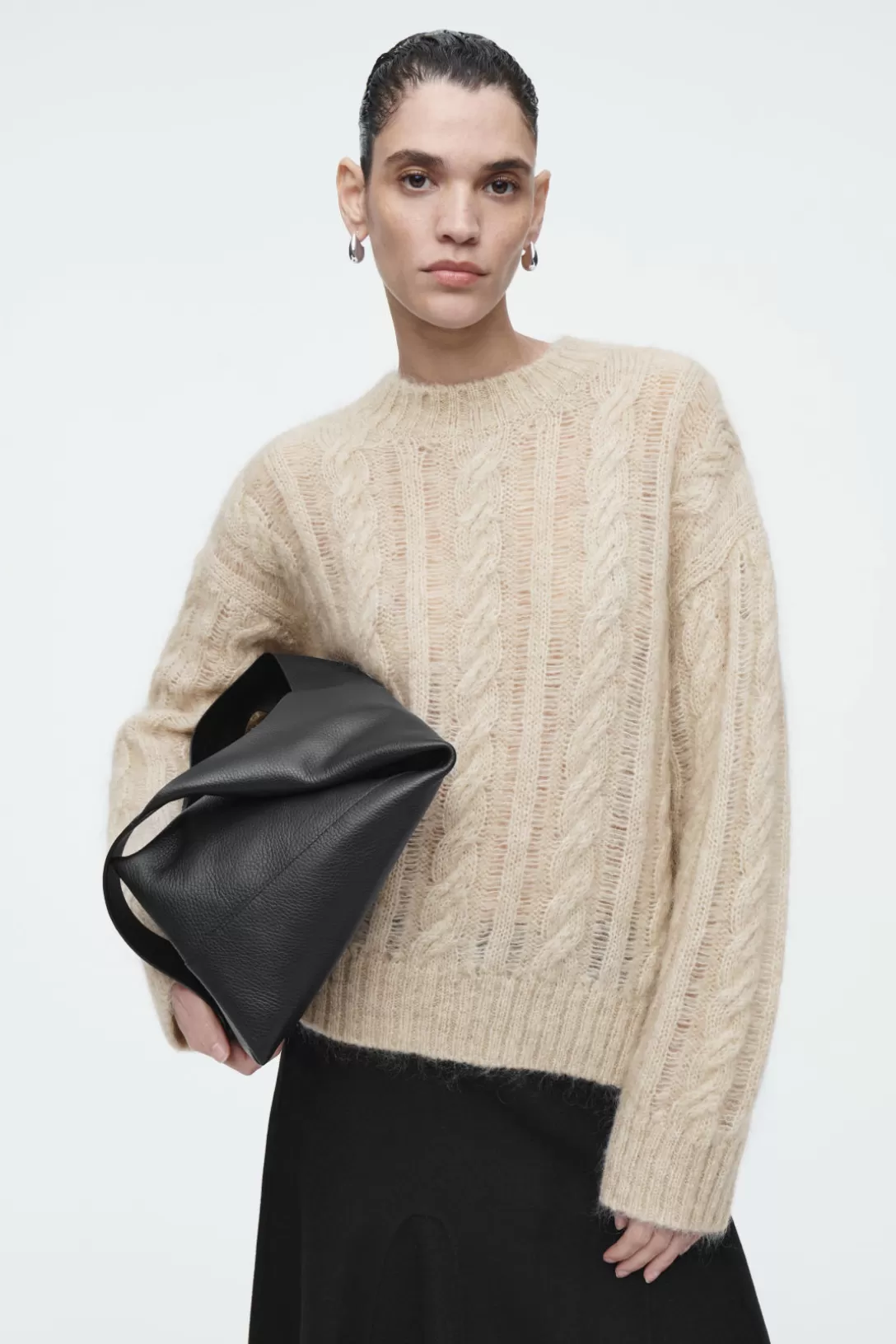 CABLE-KNIT MOHAIR SWEATER<COS New