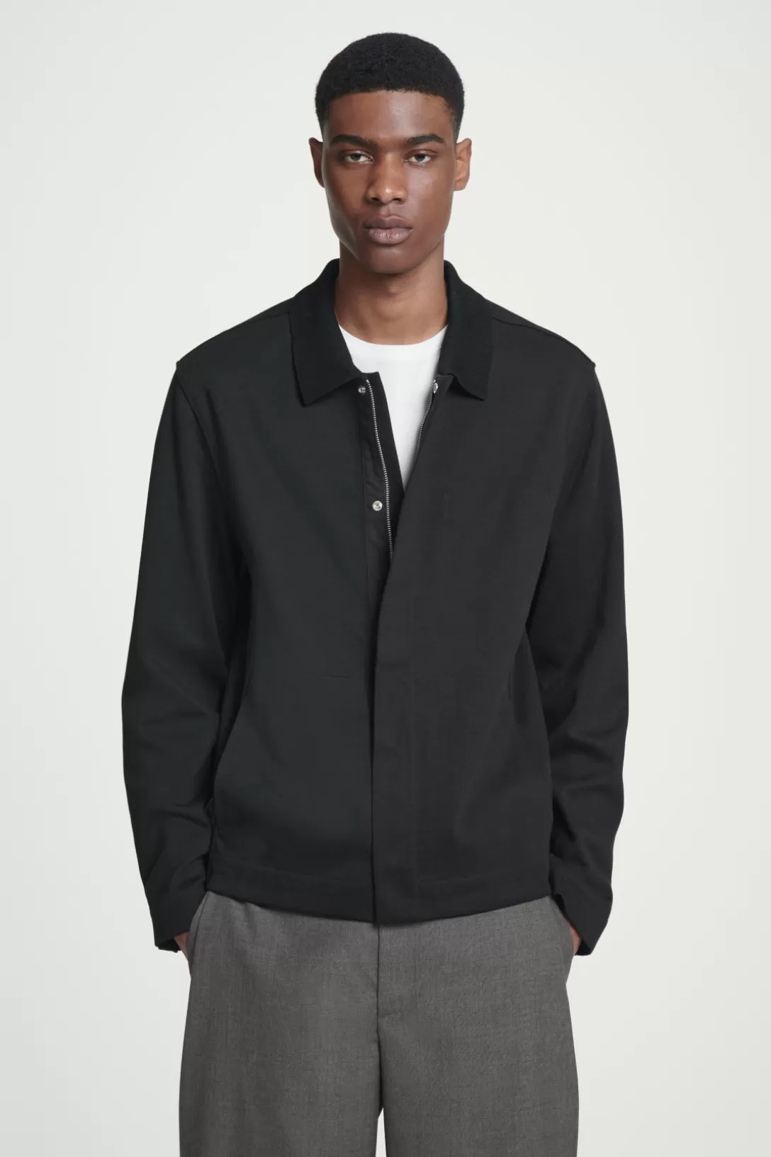 COLLARED COTTON-JERSEY JACKET<COS Cheap