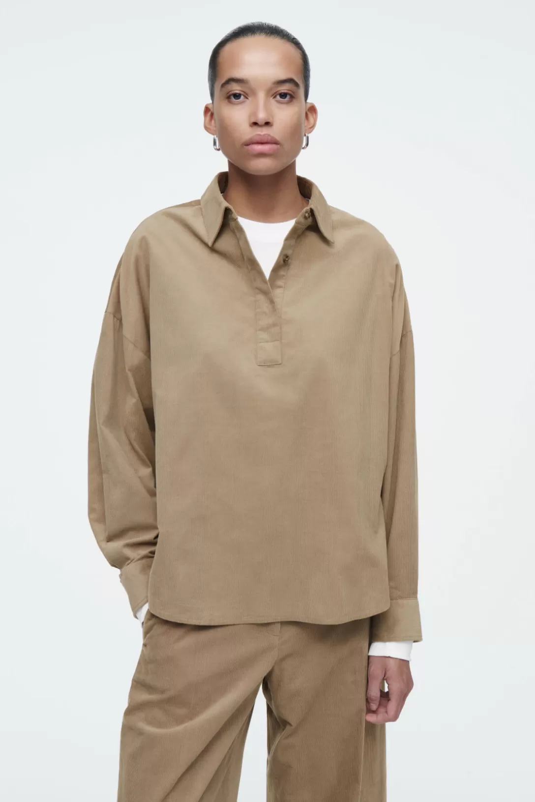 CORDUROY HALF-PLACKET SHIRT<COS Clearance