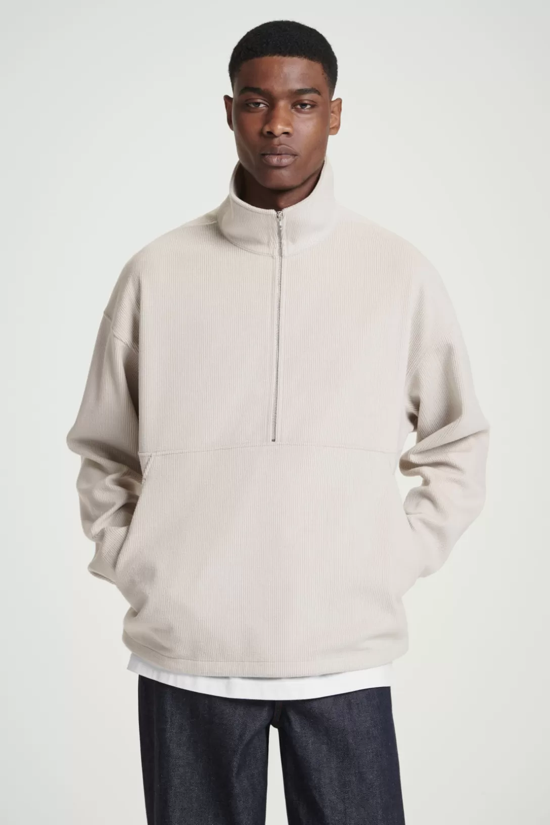 CORDUROY-JERSEY HALF-ZIP SWEATSHIRT<COS Sale