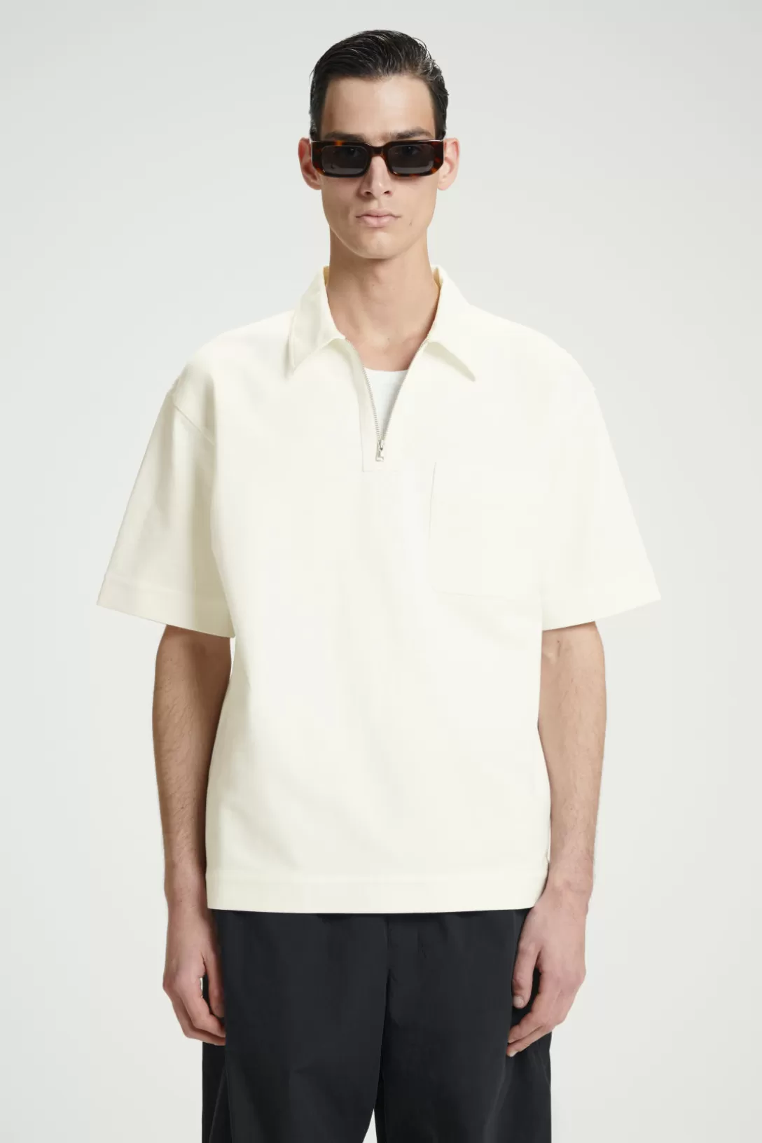 COTTON-TWILL HALF-ZIP POLO SHIRT<COS Cheap