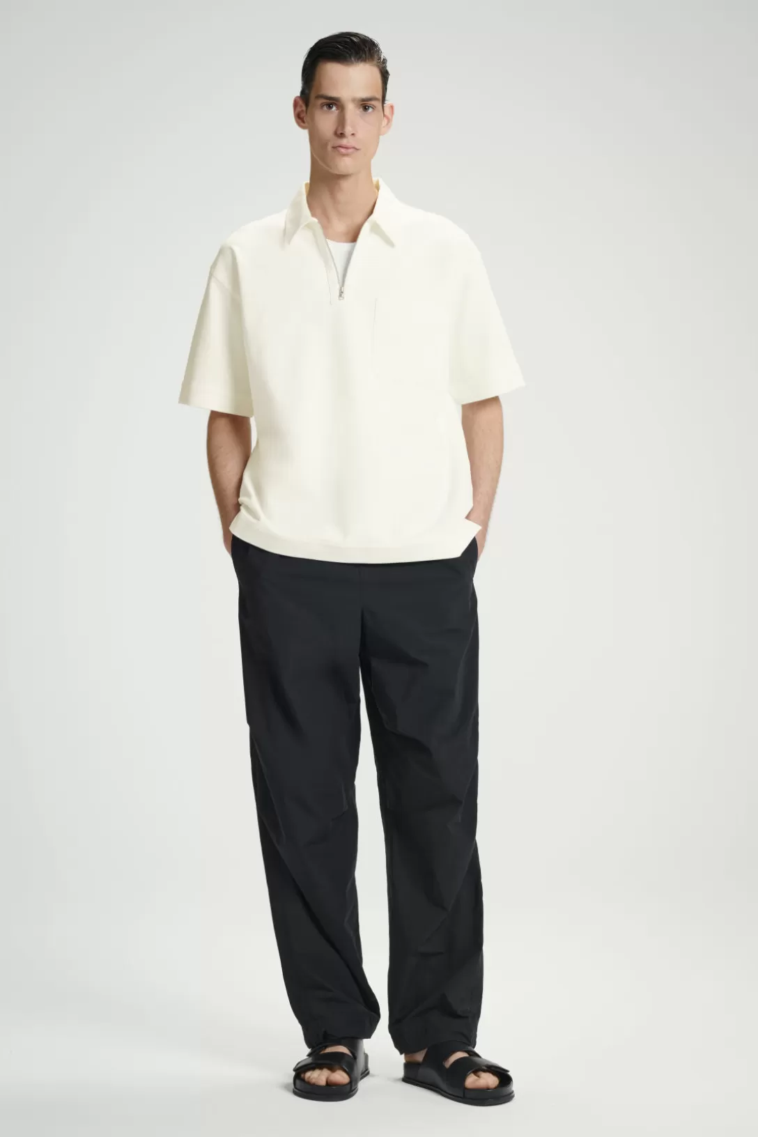 COTTON-TWILL HALF-ZIP POLO SHIRT<COS Cheap