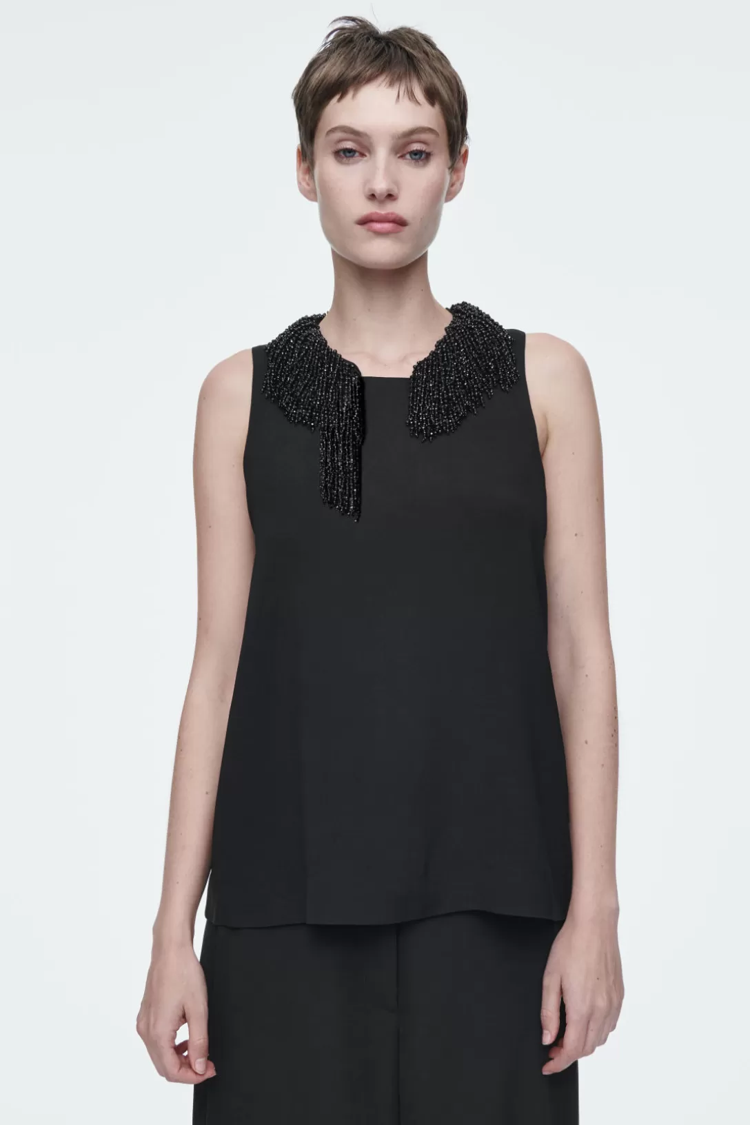 EMBELLISHED RACER-NECK TOP<COS Discount