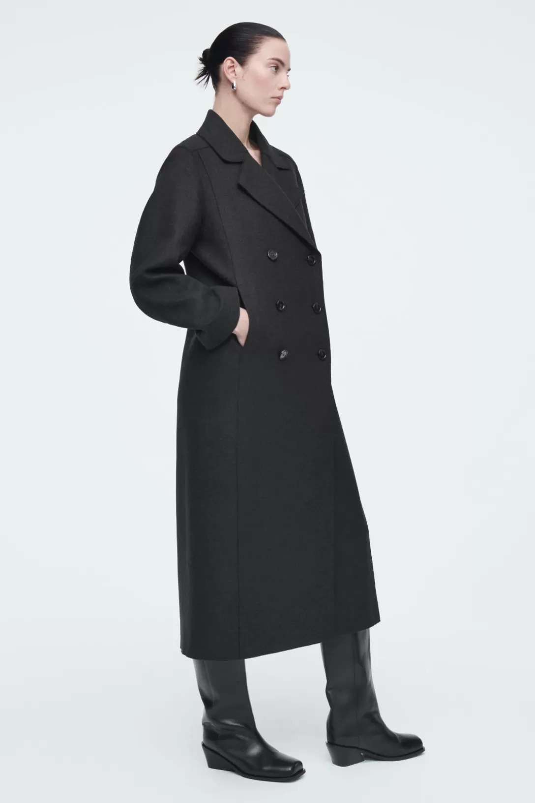 LONGLINE WOOL PEA COAT<COS Shop