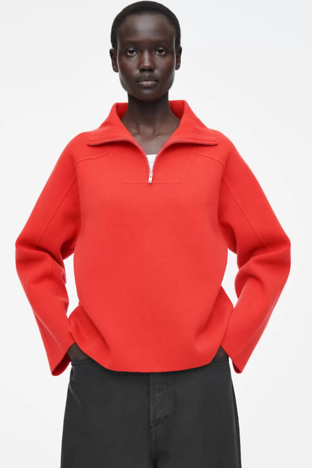 MERINO WOOL HALF-ZIP JUMPER<COS Cheap