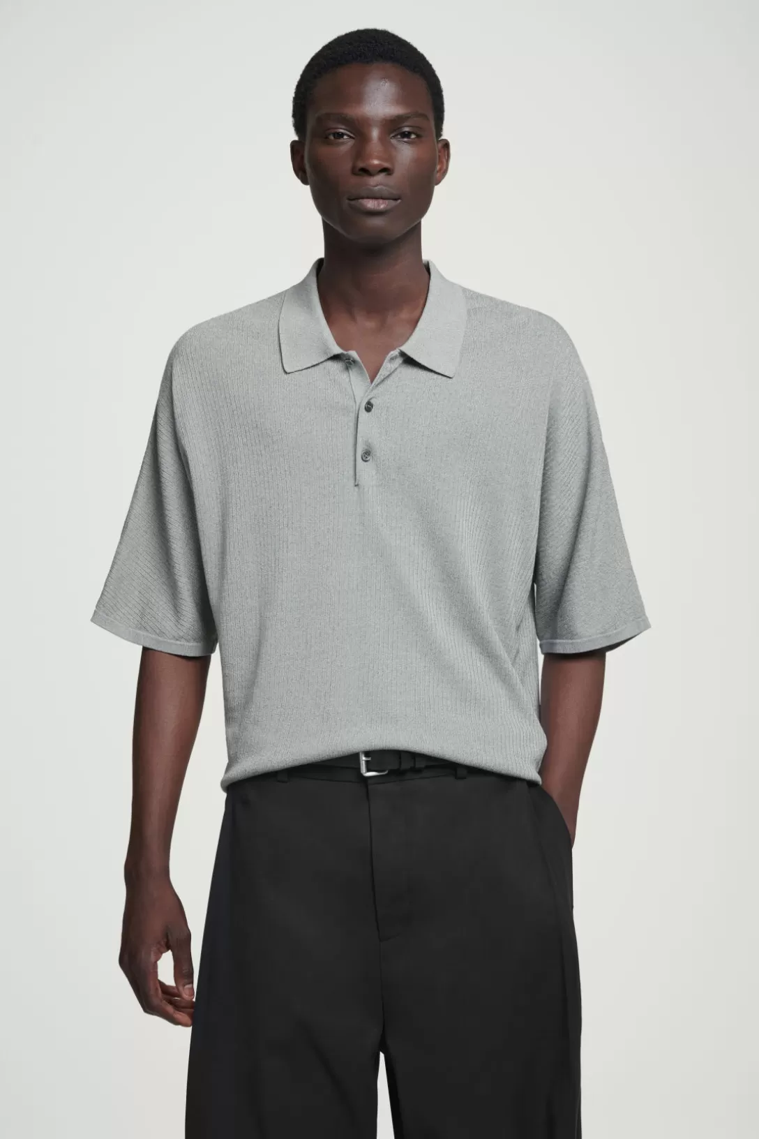 OVERSIZED RIBBED-KNIT POLO SHIRT<COS Discount