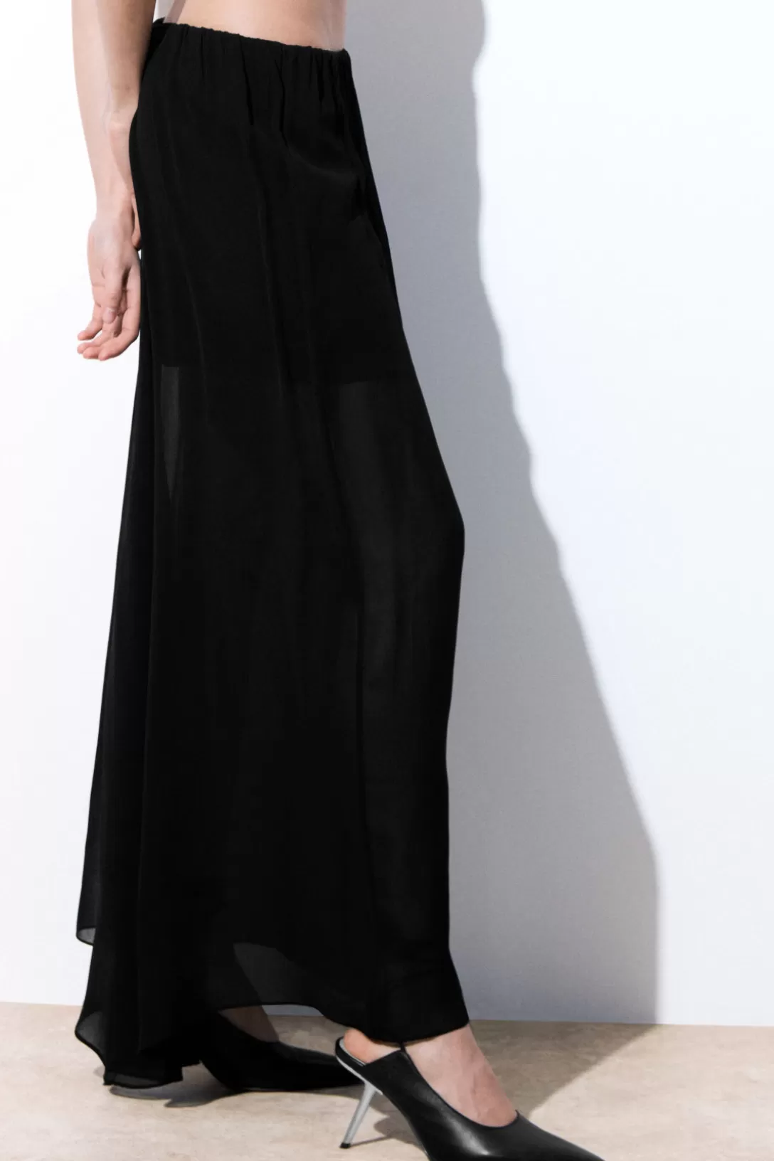 THE CRINKLED SILK-CHIFFON MAXI SKIRT<COS Hot