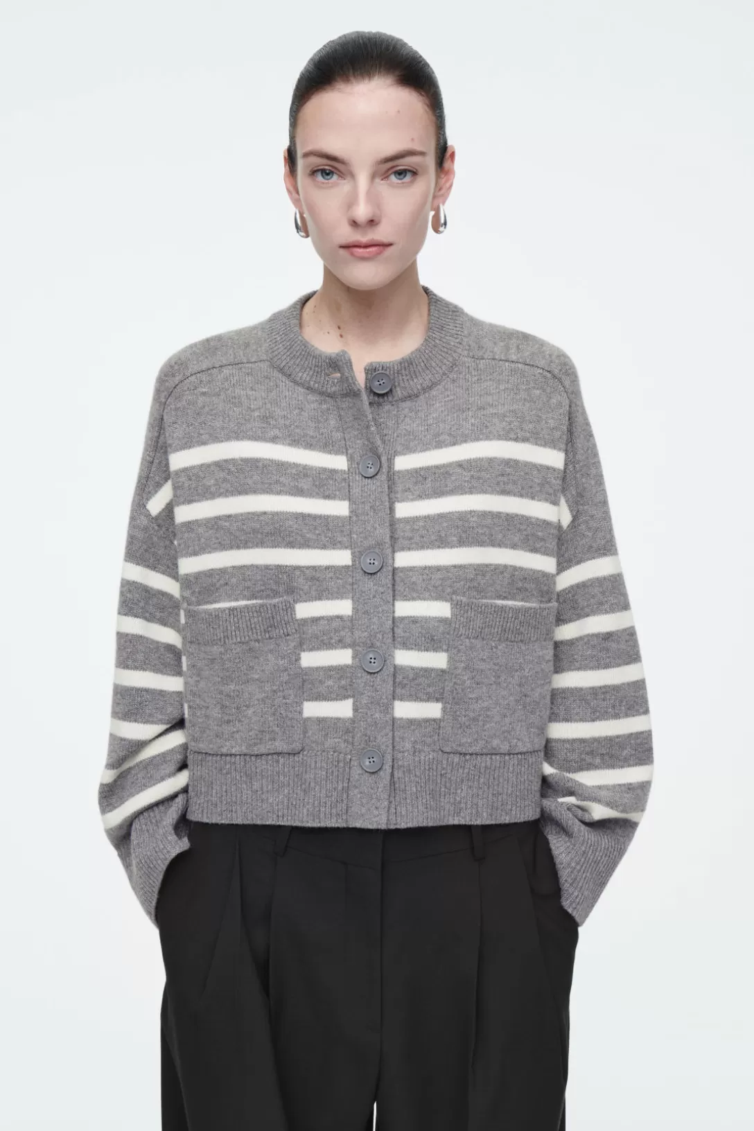 WOOL CREW-NECK CARDIGAN<COS Hot